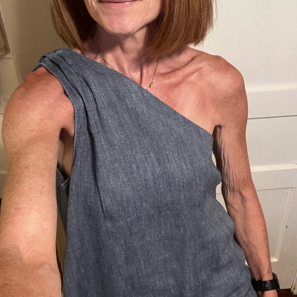 Elegant One-Shoulder Denim Top